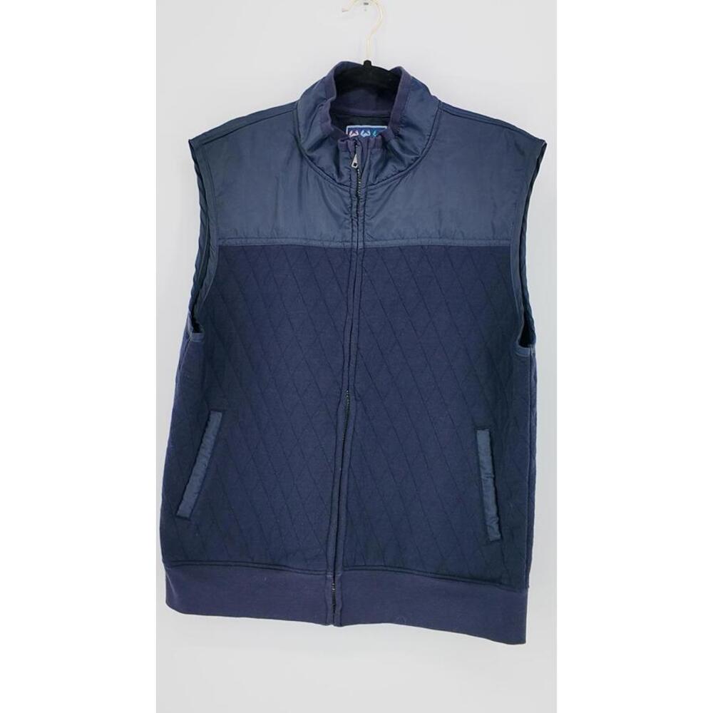 Charleston Threads Men's Large Quilted Navy Blue Vest Lightweight Warm‎